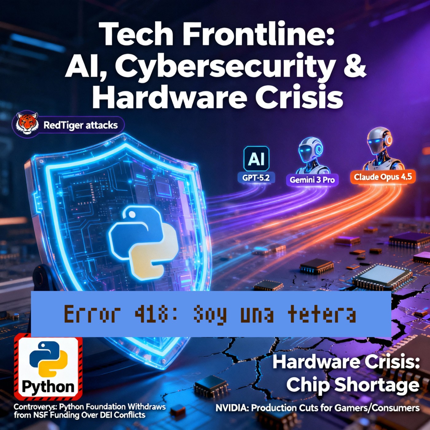 Alarma en seguridad; Feroz competencia en IA; Python renuncia a fondeo; NVIDIA y la crisis del hardware episode artwork